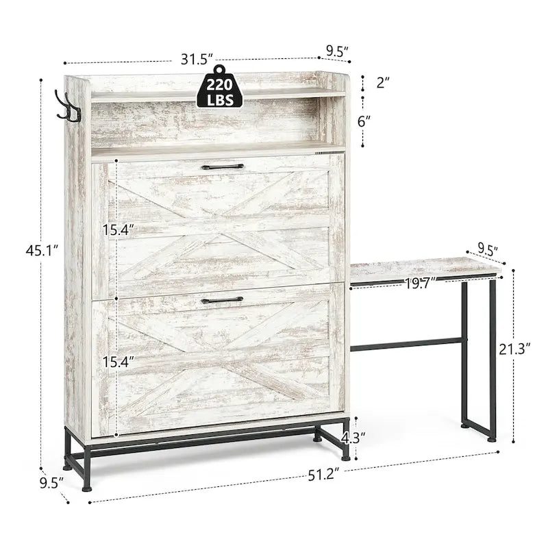 Shoe Cabinet, Entry Home Shoe Cabinet, Entrance Balcony Storage Cabinet, Large Capacity Shoe Rack, White