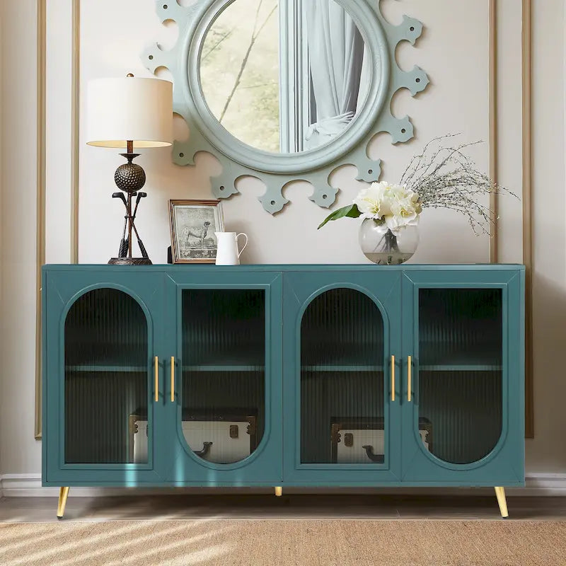 Wood TV Stand with Storage Cabinet