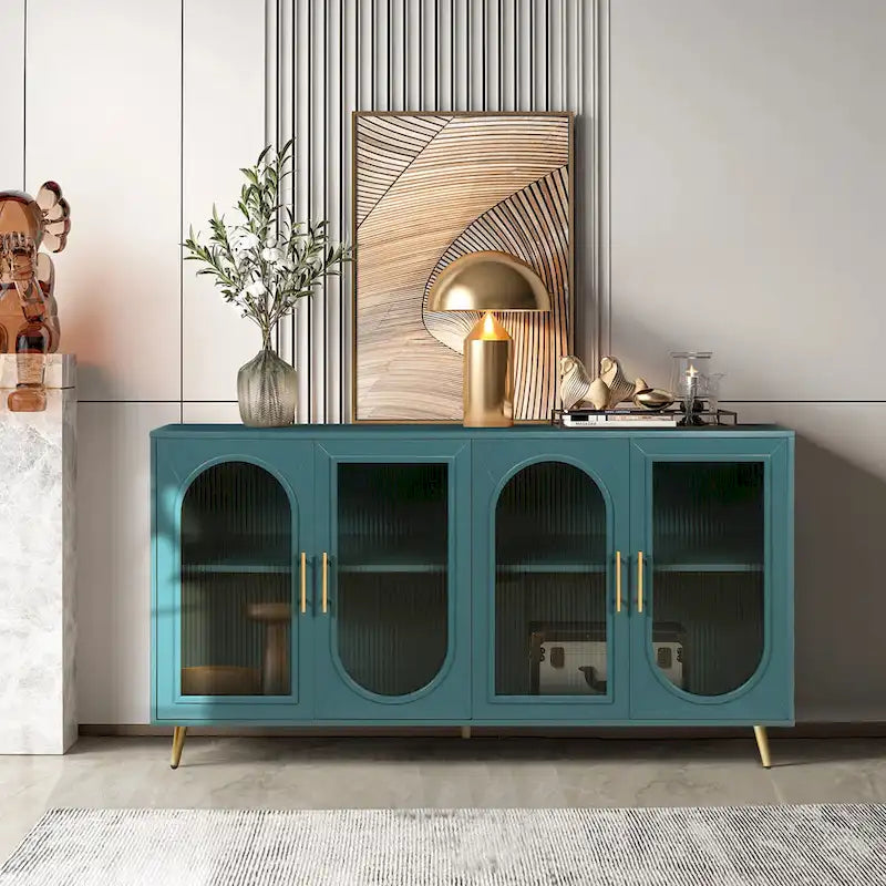 Wood TV Stand with Storage Cabinet