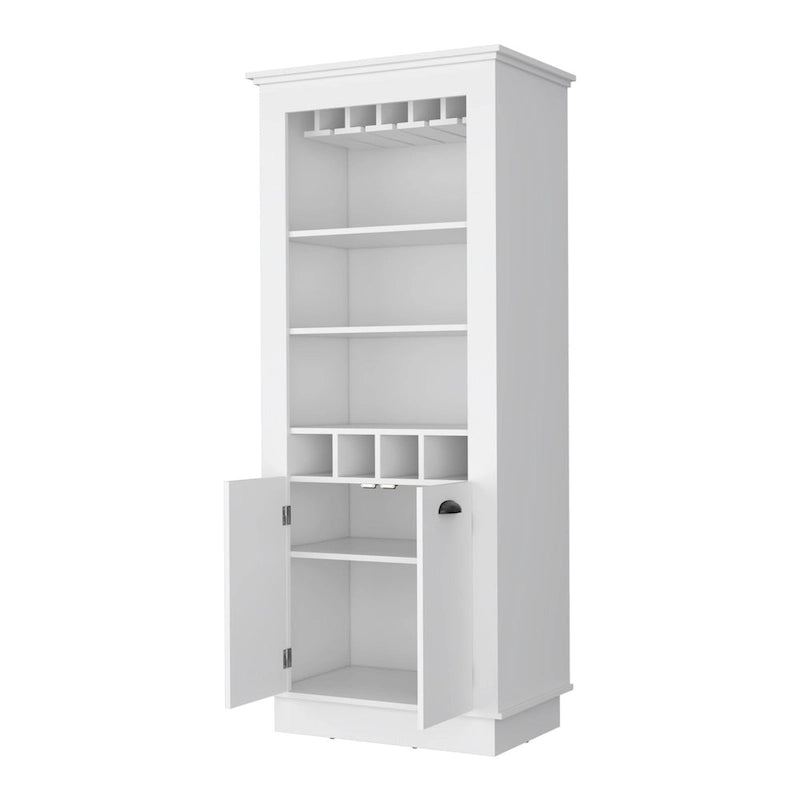 Hoher Barschrank mit Weinflaschenaufbewahrung und Gläserhalter, 70 Inches hoch