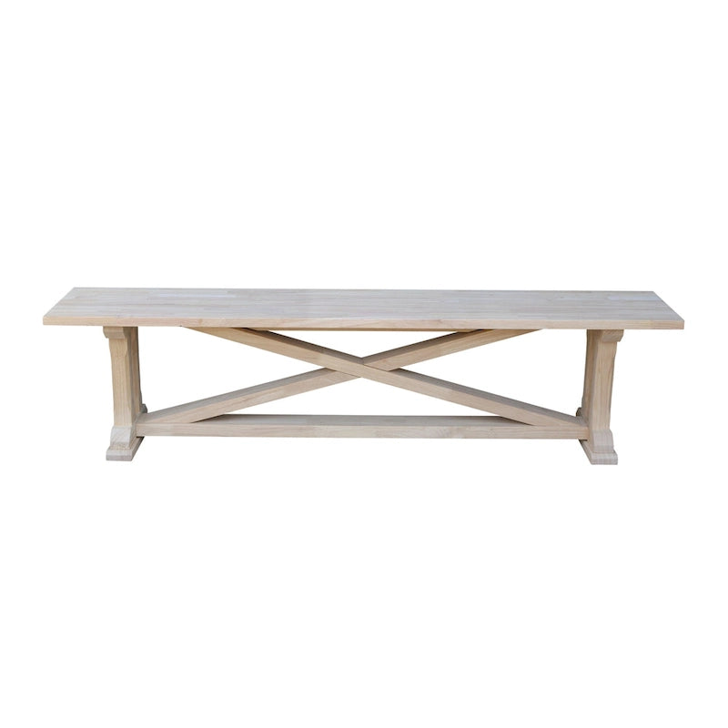 Unfinished Solid Wood Bench with Butcher Block Surface, 72 Inches Wide