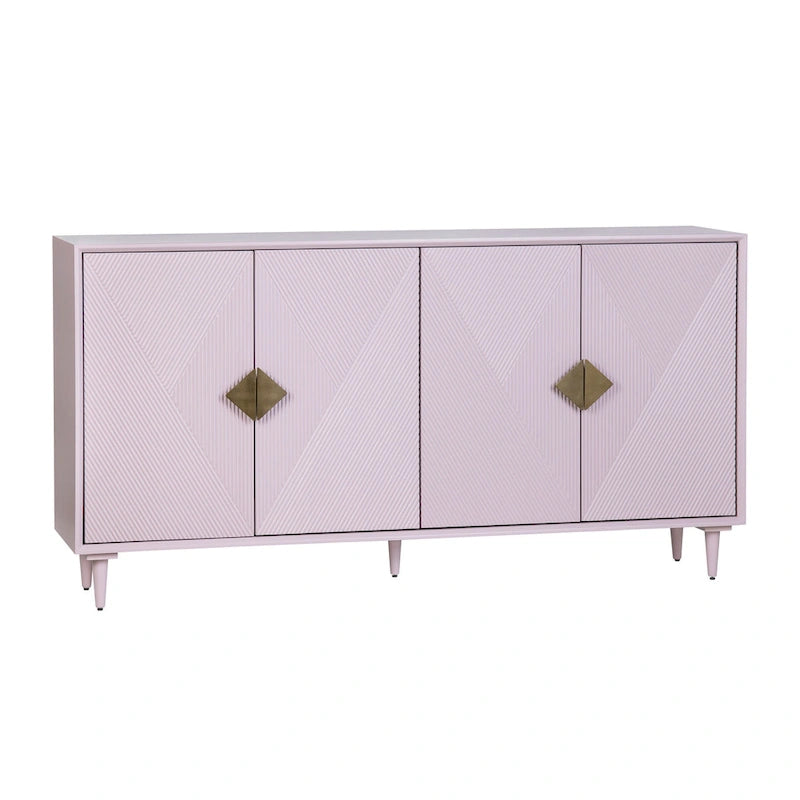 Sideboard aus Holz mit vier Türen und goldenen Akzenten, Fliederlila – 72