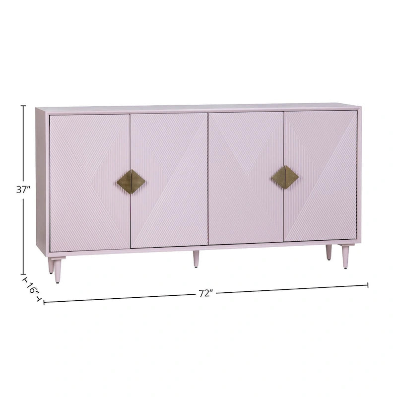 Sideboard aus Holz mit vier Türen und goldenen Akzenten, Fliederlila – 72