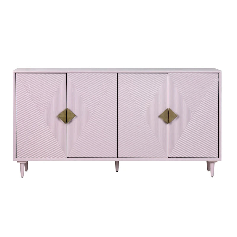 Sideboard aus Holz mit vier Türen und goldenen Akzenten, Fliederlila – 72