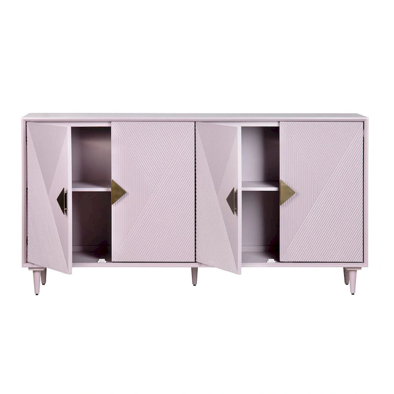 Sideboard aus Holz mit vier Türen und goldenen Akzenten, Fliederlila – 72