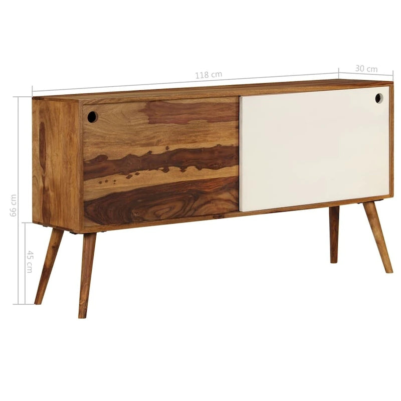 Sideboard aus massivem Sheeshamholz mit zwei Schiebetüren, 46.5 Inches breit