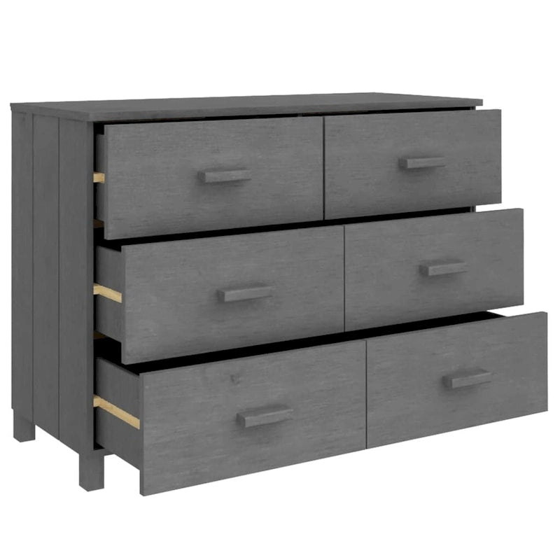 Sideboard aus massivem Kiefernholz mit sechs Schubladen und Holzgriffen, 44.5 Inches breit