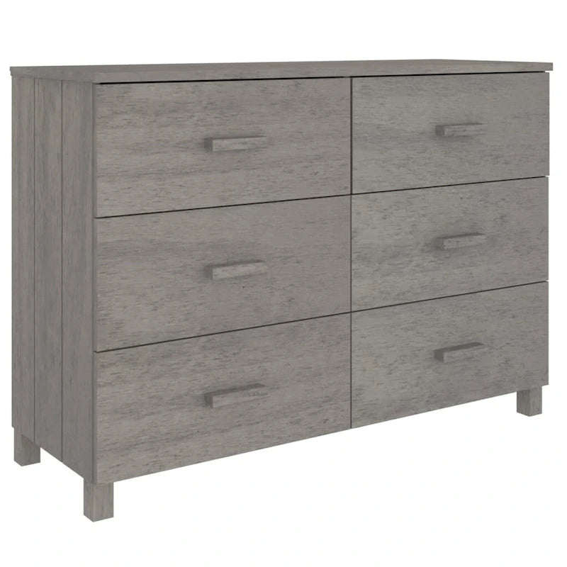Sideboard aus massivem Kiefernholz mit sechs Schubladen und Holzgriffen, 44.5 Inches breit