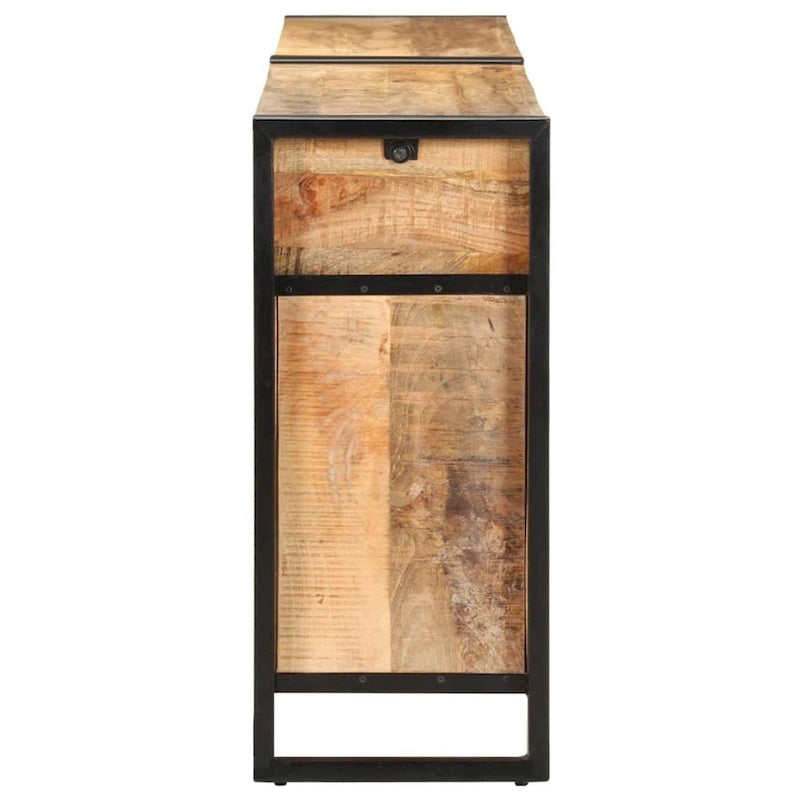 Sideboard aus massivem Mangoholz mit vier Schubladen und Stahlgestell, 67.7 Inches breit