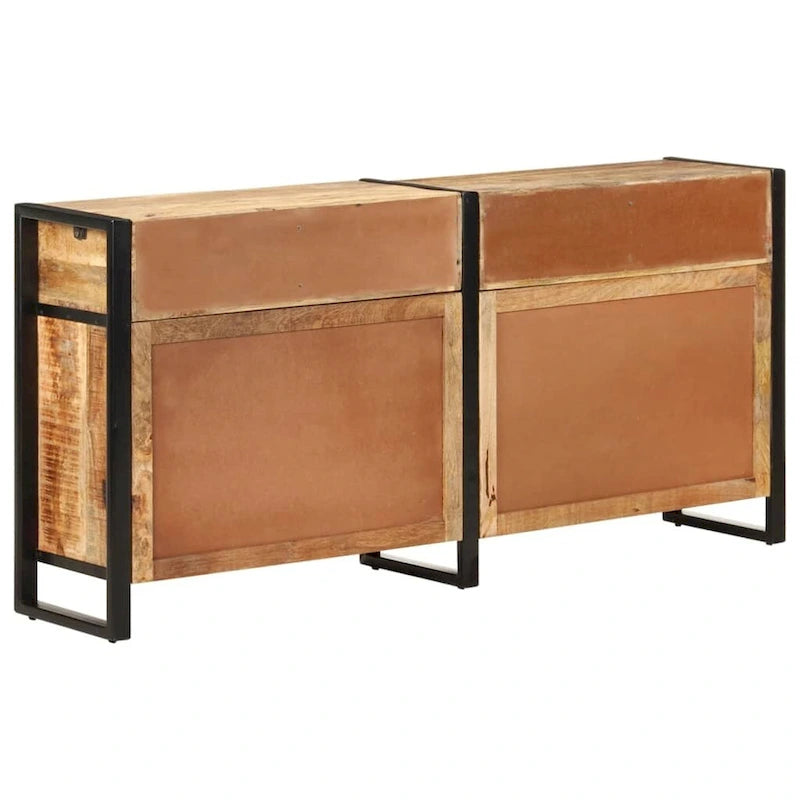 Solid Mango Wood Sideboard with Four Drawers and Steel Frame, 67.7 Inches Wide