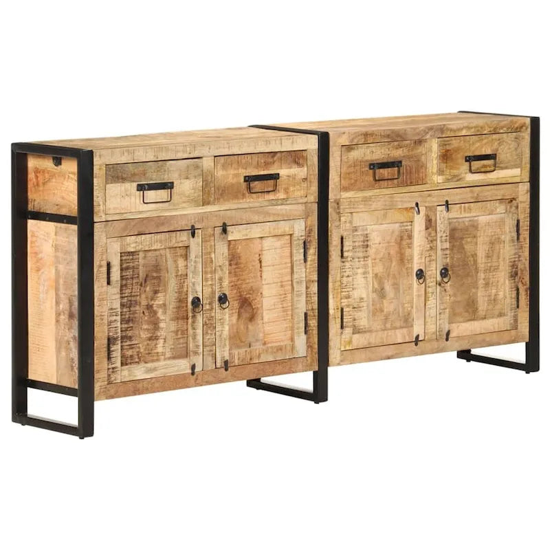 Sideboard aus massivem Mangoholz mit vier Schubladen und Stahlgestell, 67.7 Inches breit