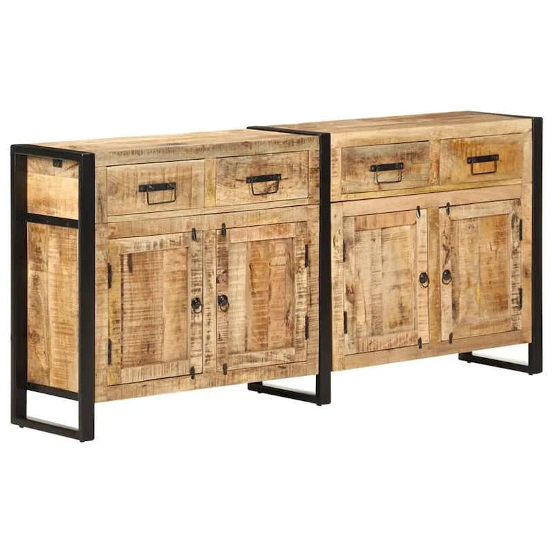 Sideboard aus massivem Mangoholz mit vier Schubladen und Stahlgestell, 67.7 Inches breit