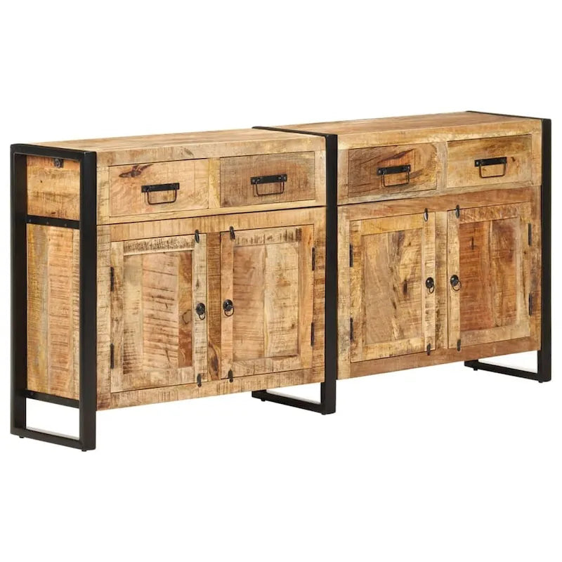 Sideboard aus massivem Mangoholz mit vier Schubladen und Stahlgestell, 67.7 Inches breit