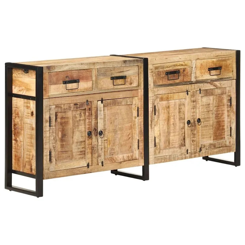 Sideboard aus massivem Mangoholz mit vier Schubladen und Stahlgestell, 67.7 Inches breit