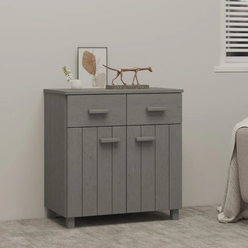 Solid Pine Sideboard with Two Doors and Two Drawers, 31.1 Inches Wide