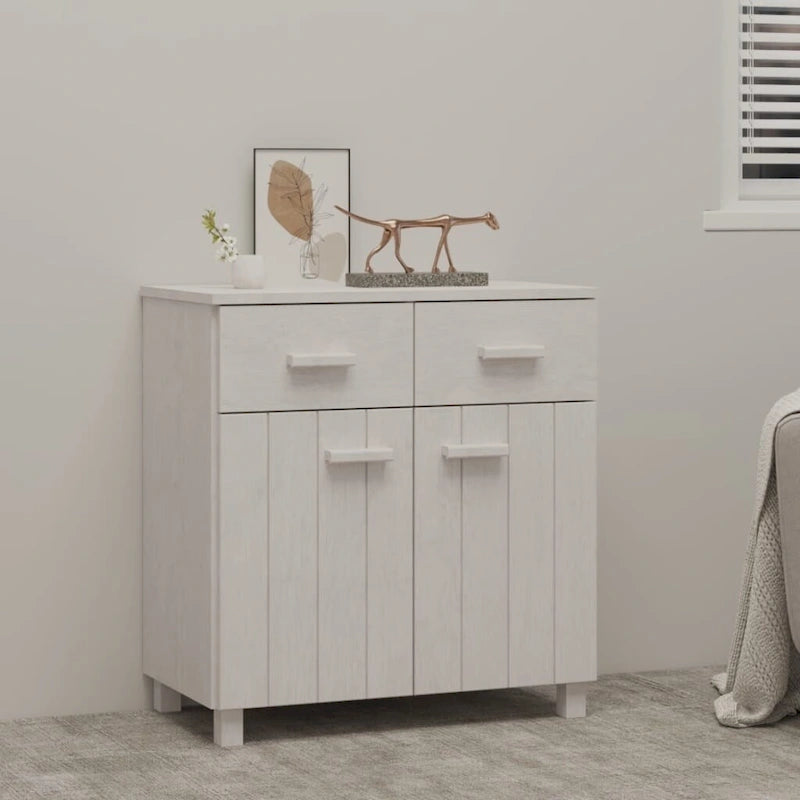 Solid Pine Sideboard with Two Doors and Two Drawers, 31.1 Inches Wide