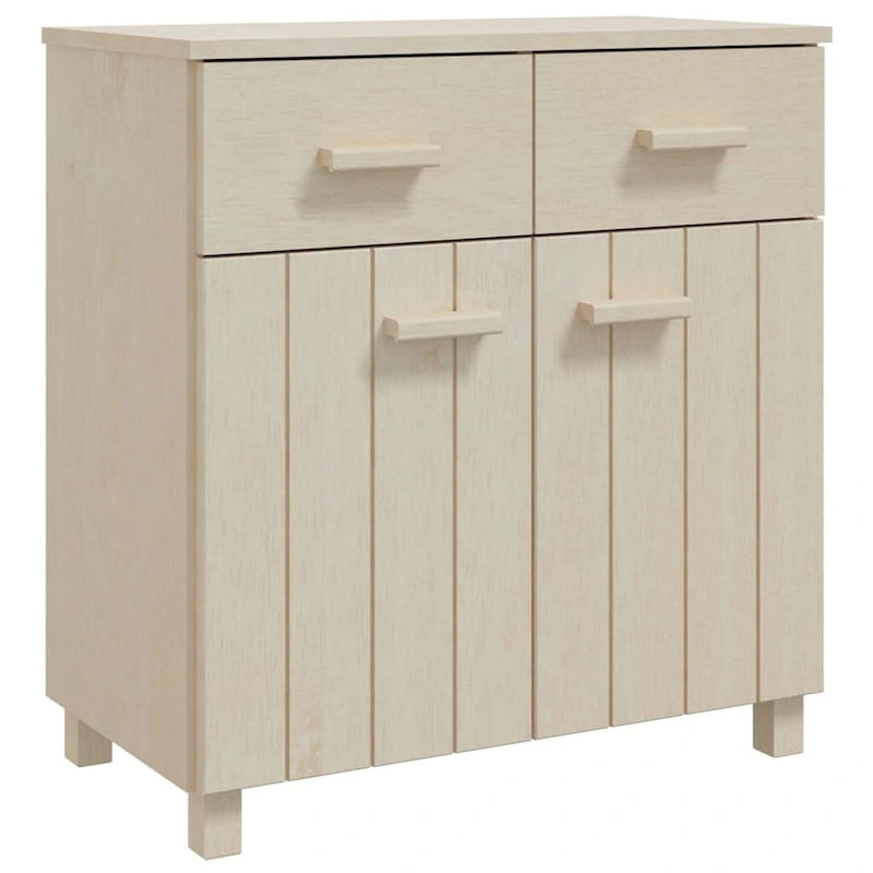 Solid Pine Sideboard with Two Doors and Two Drawers, 31.1 Inches Wide