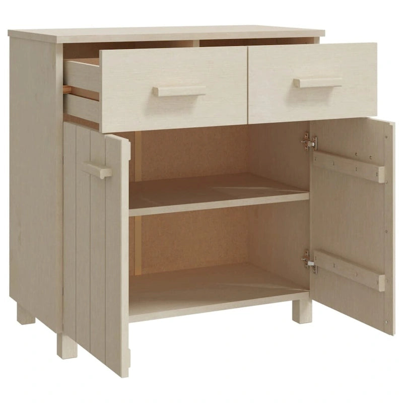 Buffet en pin massif avec deux portes et deux tiroirs, 31.1 pouces de large