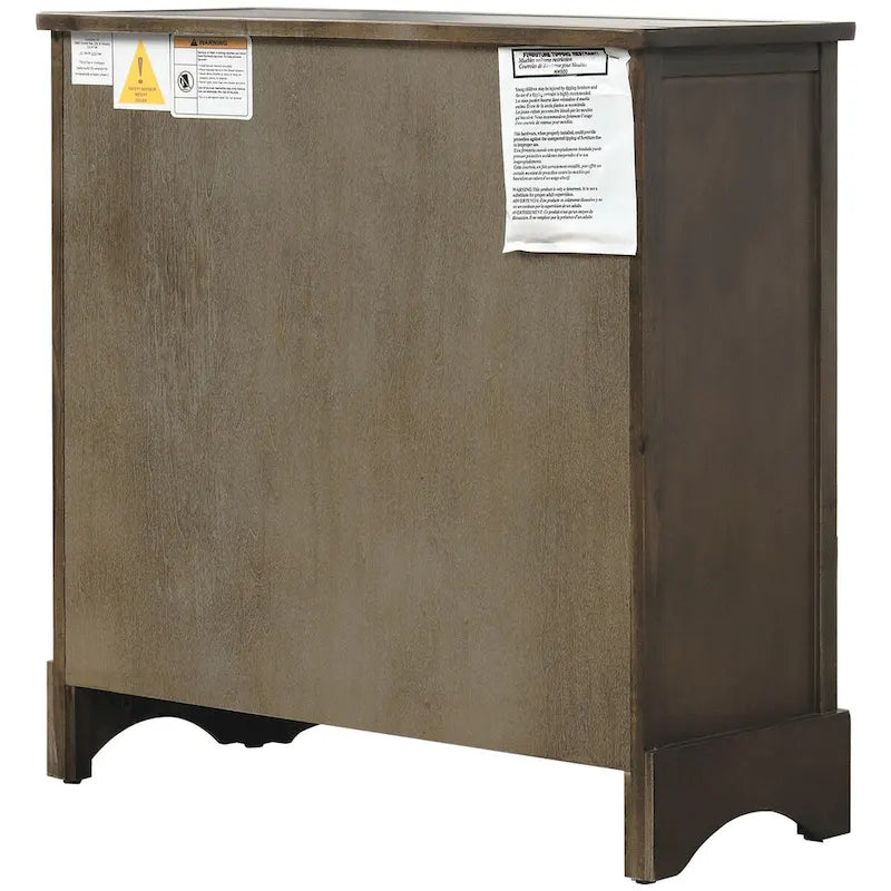 Armario de almacenamiento rústico con dos cajones y cuatro cestas clásicas de ratán - 28L x 11.8W x 28H