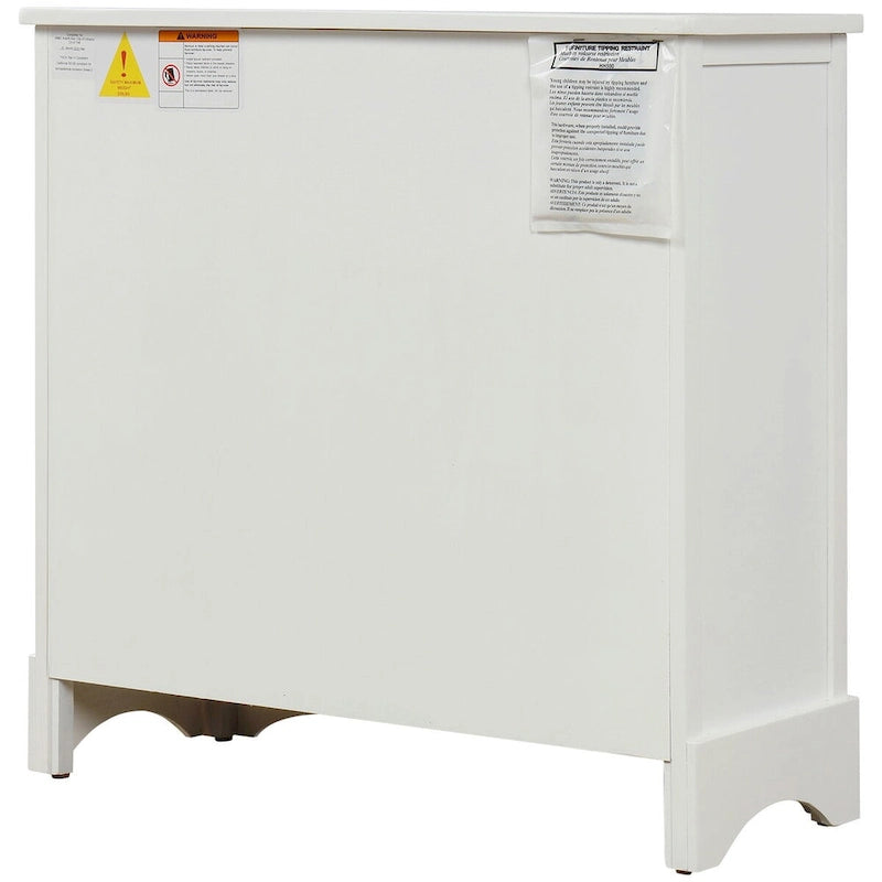 Armario de almacenamiento rústico con dos cajones y cuatro cestas clásicas de ratán - 28L x 11.8W x 28H