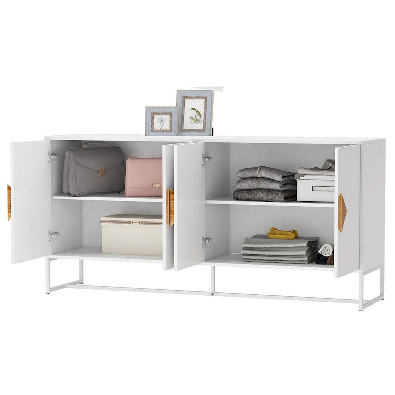 Sideboard aus Massivholz mit quadratischem Griffdesign und Türen
