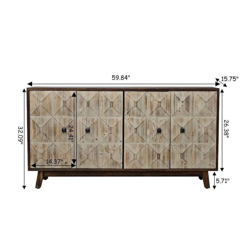59.84 Gabinete de almacenamiento independiente vintage con 4 puertas