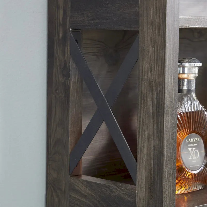 Armario bar para café de madera con diseño de granero calado