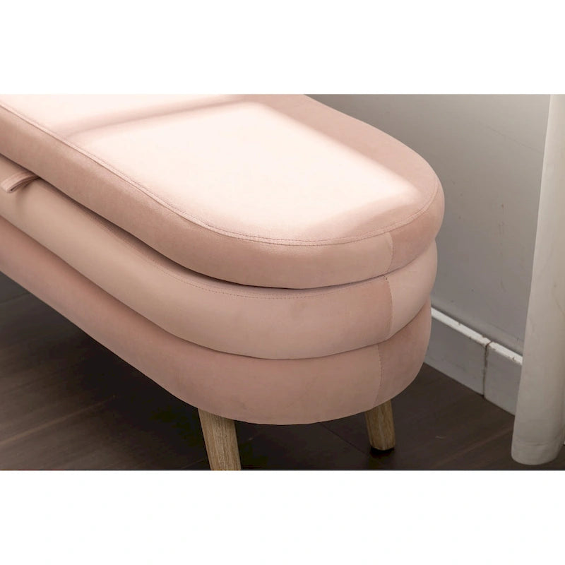 Banc de rangement en velours pour la chambre, avec pieds en bois, pour le salon ou la chambre, intérieur