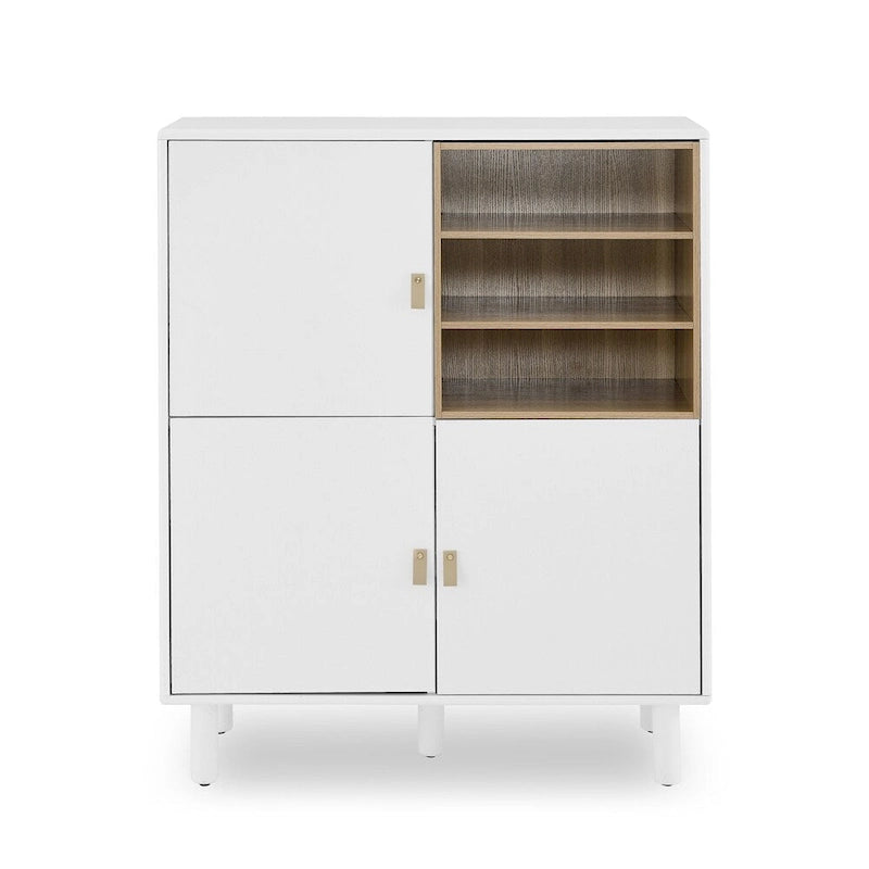 Moderner Holz-Sideboardschrank mit runden Beinen und Ablage – N/A
