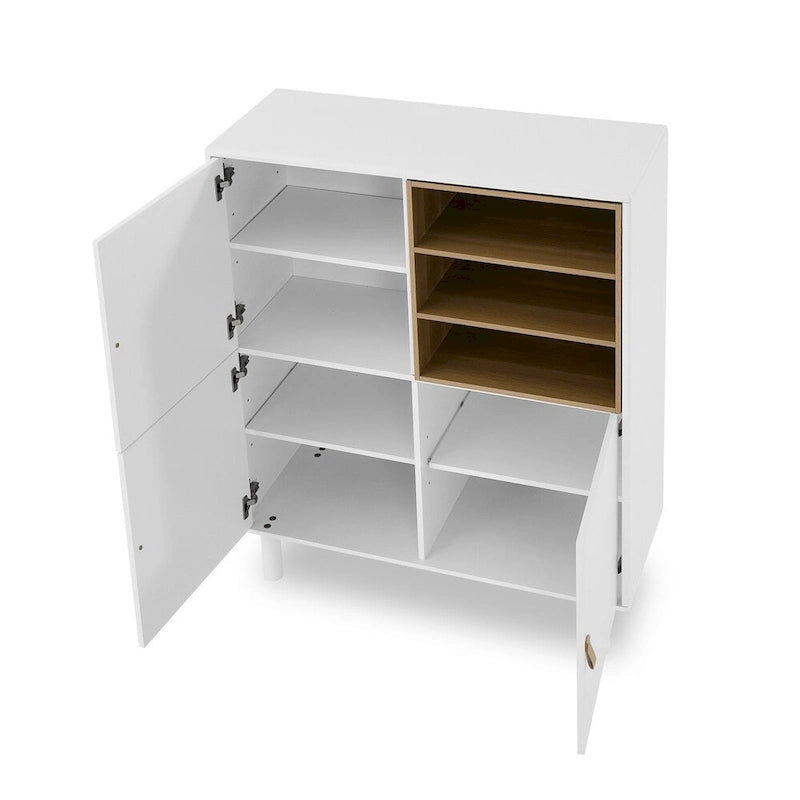 Moderner Holz-Sideboardschrank mit runden Beinen und Ablage – N/A