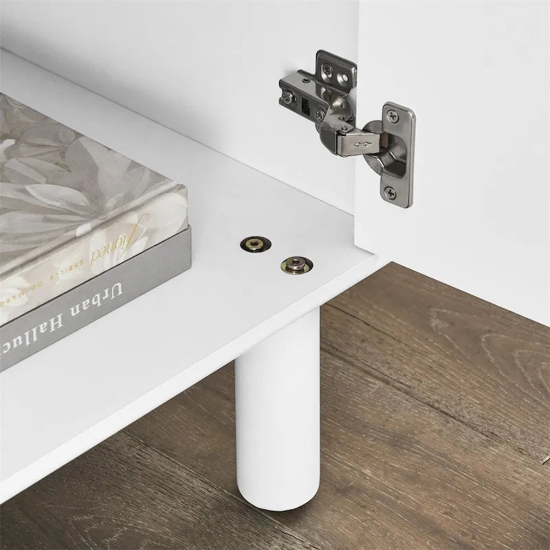 Moderner Holz-Sideboardschrank mit runden Beinen und Ablage – N/A