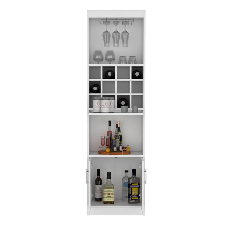 178 cm hoher, 5-stufiger moderner Barschrank mit Glashalter für Stielgläser, Weinschrank, 12 Flaschenfächern und 5 Regalböden