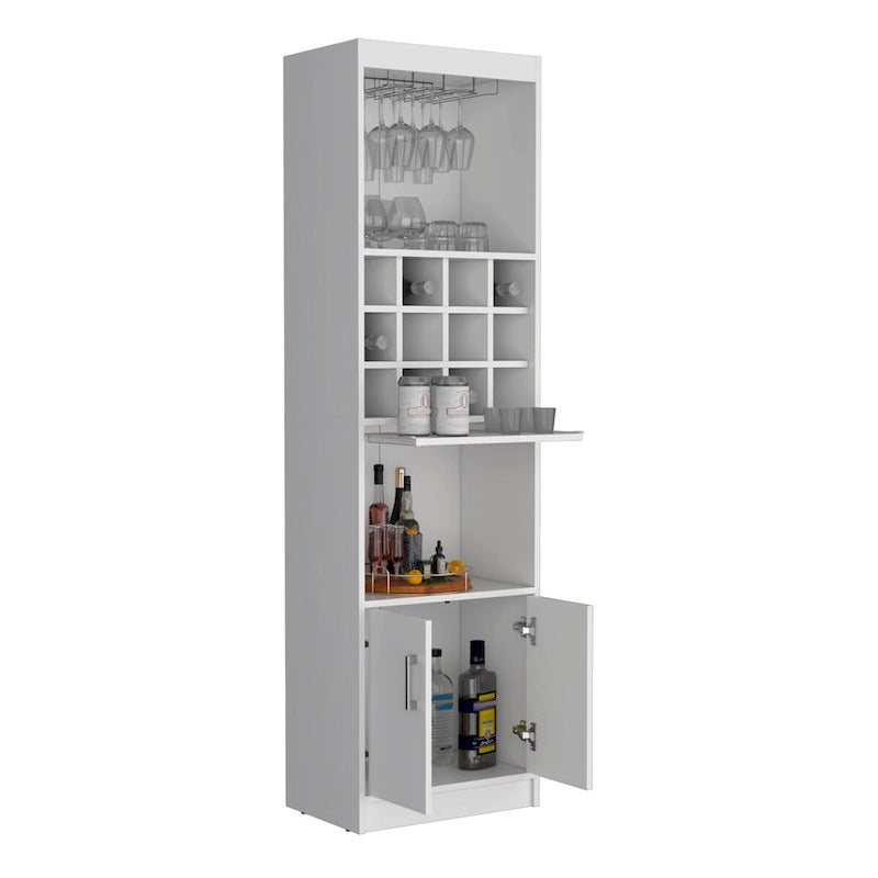 178 cm hoher, 5-stufiger moderner Barschrank mit Glashalter für Stielgläser, Weinschrank, 12 Flaschenfächern und 5 Regalböden