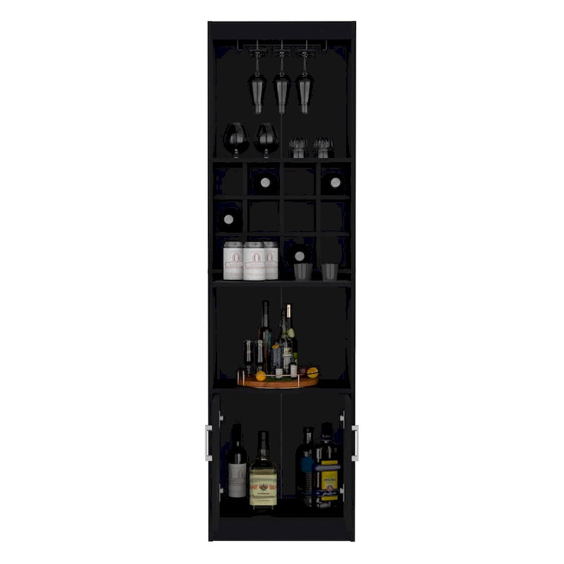 178 cm hoher, 5-stufiger moderner Barschrank mit Glashalter für Stielgläser, Weinschrank, 12 Flaschenfächern und 5 Regalböden