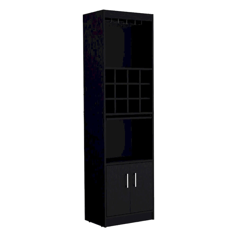 178 cm hoher, 5-stufiger moderner Barschrank mit Glashalter für Stielgläser, Weinschrank, 12 Flaschenfächern und 5 Regalböden