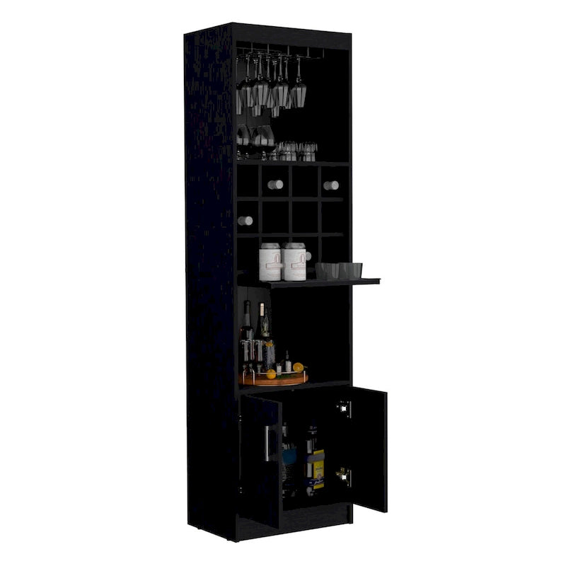 178 cm hoher, 5-stufiger moderner Barschrank mit Glashalter für Stielgläser, Weinschrank, 12 Flaschenfächern und 5 Regalböden