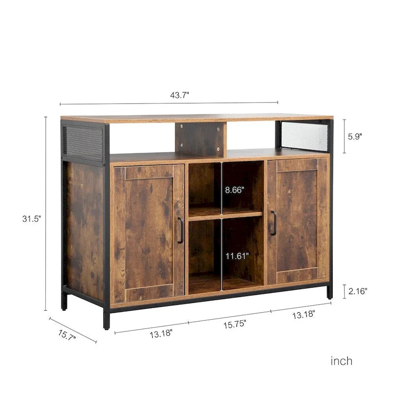 Sideboard mit offenen Fächern und Kippschutz-Set – N/A