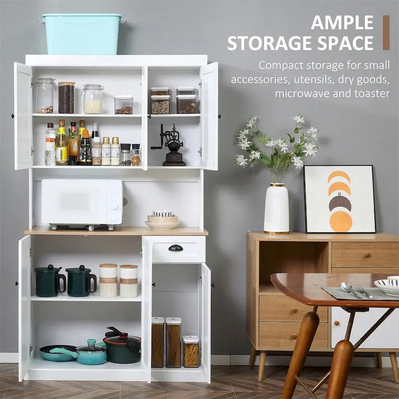 71 Buffet with Hutch,Modern Kitchen Pantry Storage Cabinet w/Drawer