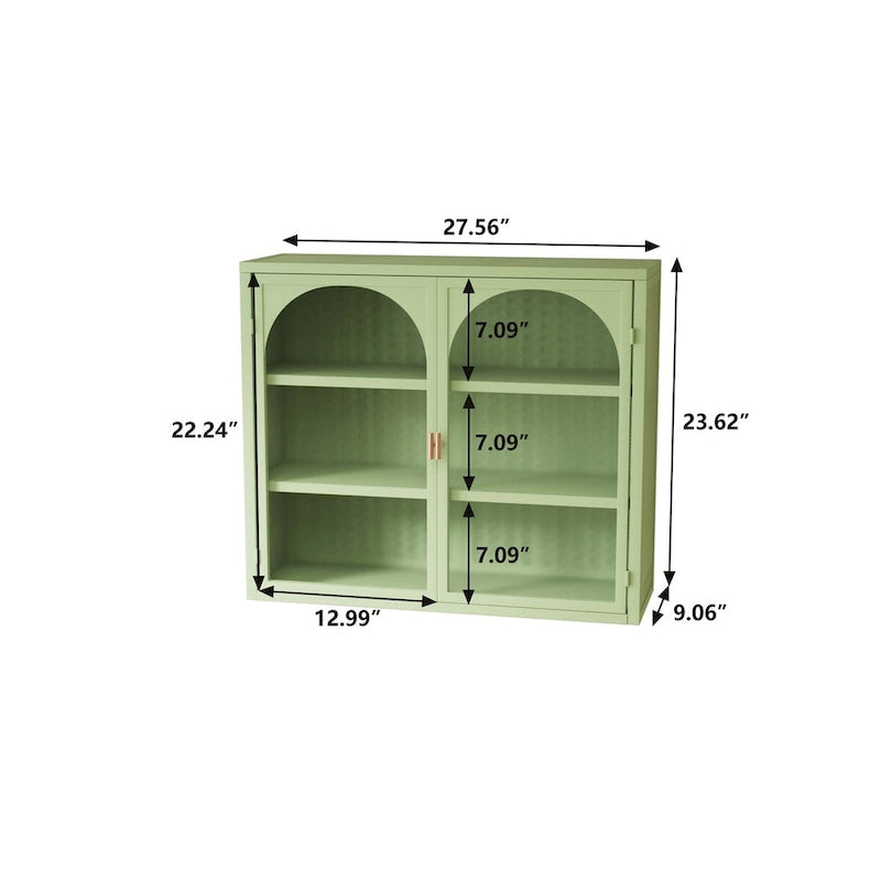 27.56Glass Doors Modern Two-door Wall Cabinet with Featuring Three-tier Storage for Entryway,with Characteristic Woven Pattern