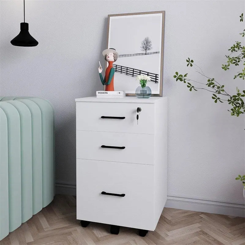 3 Drawer File Cabinet with Lock - 26.47D x 18.56W x 6.91H