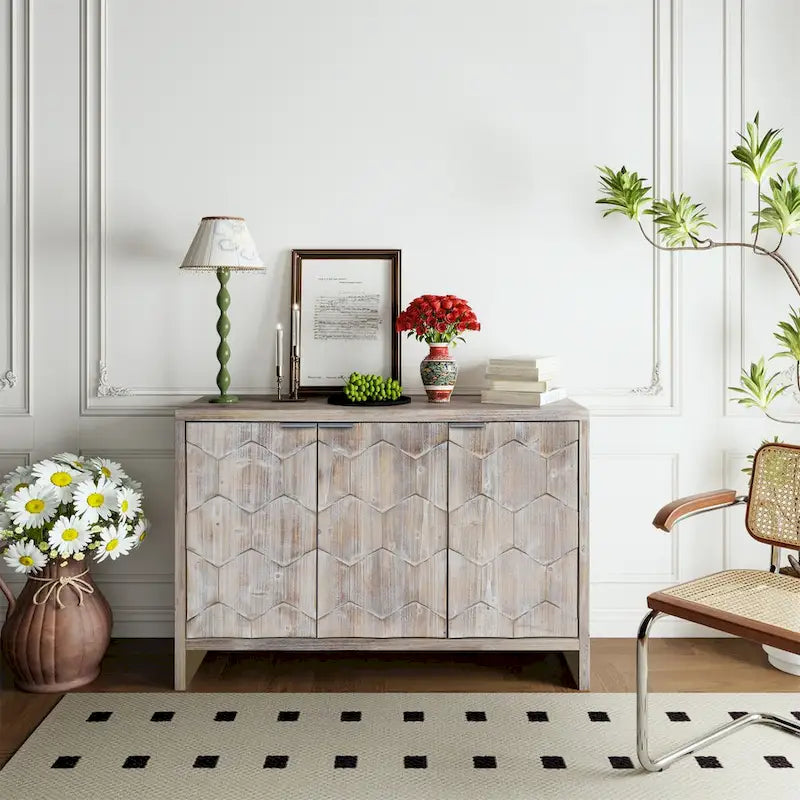 3 Door Wooden Cabinet Sideboard Buffet