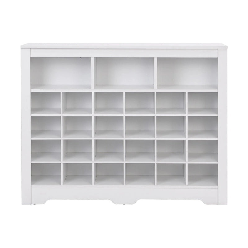 Schlanke 24-Fächer-Schuhkonsole, moderner Schuhschrank mit geschwungenem Sockel, vielseitiges Sideboard mit hochwertiger Verarbeitung für den Flur