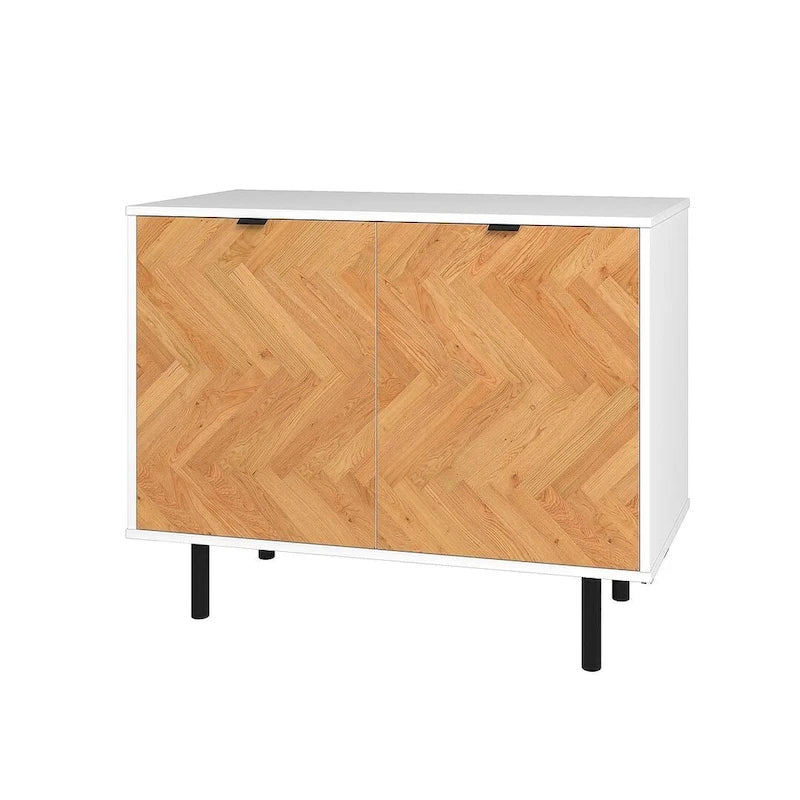 Mid-Century-Akzentschrank mit Türen mit Soft-Close-Funktion und Metallbeinen