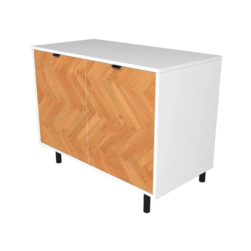 Mid-Century-Akzentschrank mit Türen mit Soft-Close-Funktion und Metallbeinen
