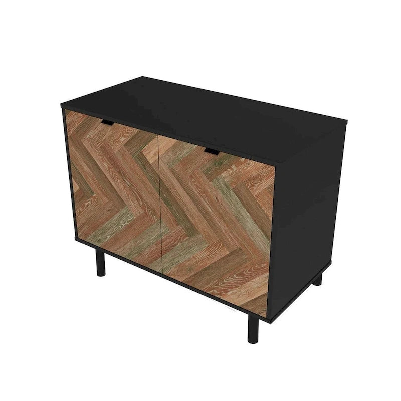 Mid-Century-Akzentschrank mit Türen mit Soft-Close-Funktion und Metallbeinen