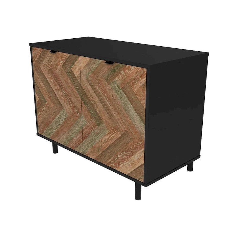 Mid-Century-Akzentschrank mit Türen mit Soft-Close-Funktion und Metallbeinen