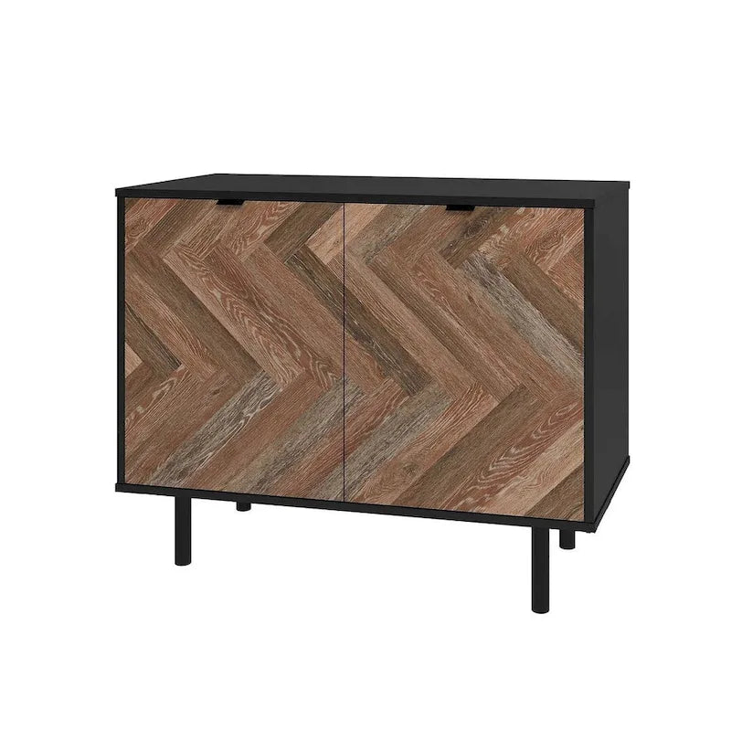 Mid-Century-Akzentschrank mit Türen mit Soft-Close-Funktion und Metallbeinen