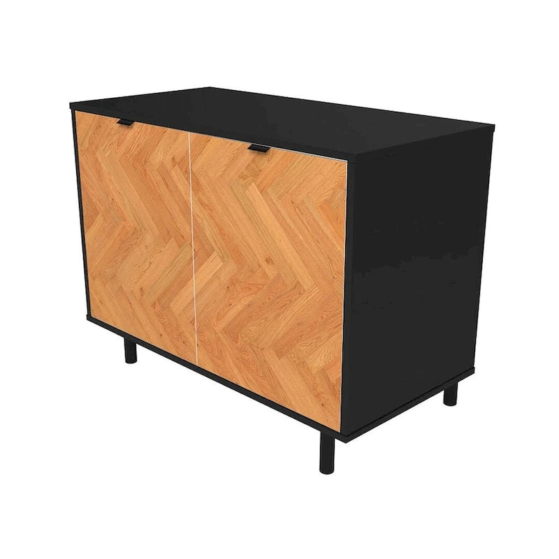 Mid-Century-Akzentschrank mit Türen mit Soft-Close-Funktion und Metallbeinen