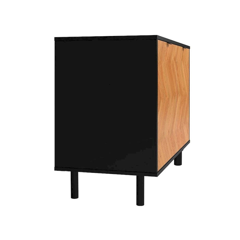 Mid-Century-Akzentschrank mit Türen mit Soft-Close-Funktion und Metallbeinen