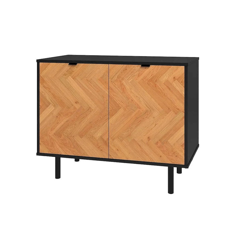 Mid-Century-Akzentschrank mit Türen mit Soft-Close-Funktion und Metallbeinen